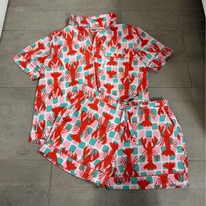 Bouffants & Broken Hearts Lobster Print 🦞 Pajama Set